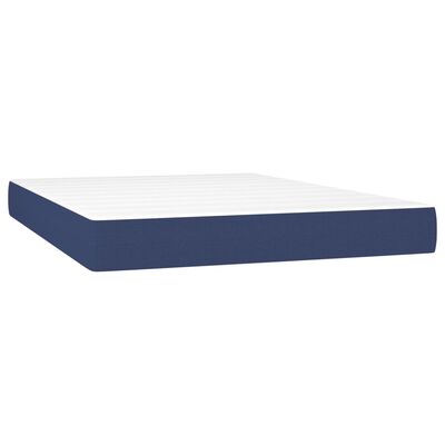 vidaXL Cama box spring con colchón tela azul 140x190 cm