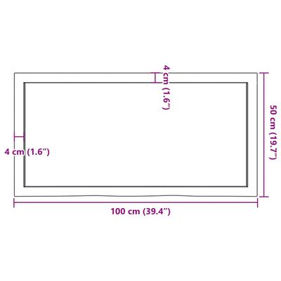 vidaXL Encimera de baño madera tratada marrón oscuro 100x50x(2-4) cm