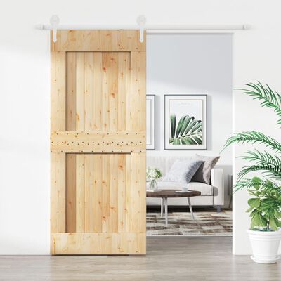 vidaXL Puerta corredera con herrajes madera maciza de pino 90x210 cm