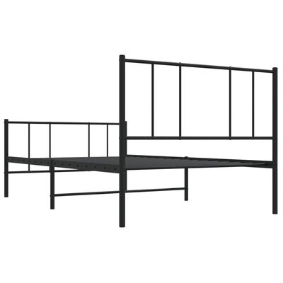 vidaXL Estructura cama sin colchón con estribo metal negro 90x190 cm