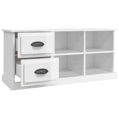 vidaXL Mueble de TV madera contrachapada blanco brillo 102x35,5x47,5cm