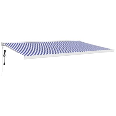 vidaXL Toldo retráctil aluminio y tela azul y blanco 5x3 m