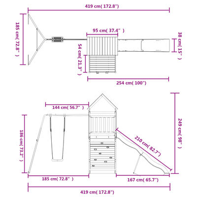 vidaXL Parque infantil de exterior madera de pino impregnada