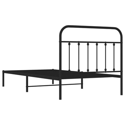 vidaXL Estructura cama sin colchón con cabecero metal negro 100x200 cm