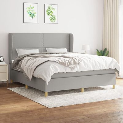 vidaXL Cama box spring con colchón tela gris claro 160x200 cm