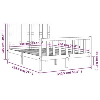 vidaXL Estructura de cama de matrimonio con cabecero madera maciza