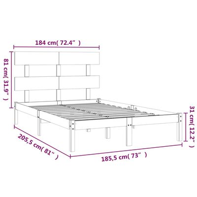 vidaXL Estructura de cama madera maciza 180x200 cm