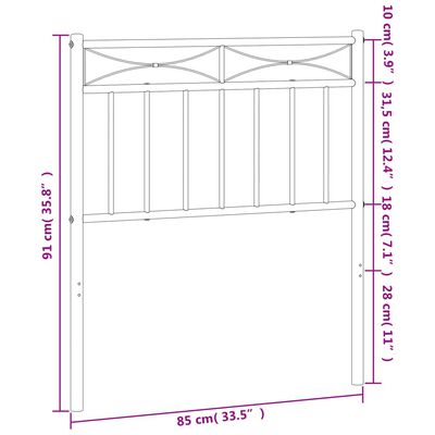 vidaXL Cabecero de metal negro 80 cm