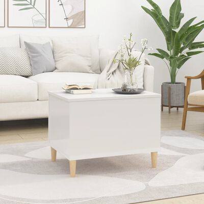 vidaXL Mesa de centro madera contrachapada blanco brillo 60x44,5x45 cm