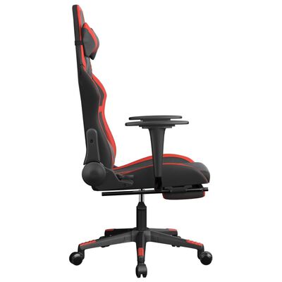 vidaXL Silla gaming con reposapiés cuero sintético negro rojo