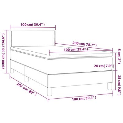 vidaXL Cama box spring con colchón tela azul 100x200 cm