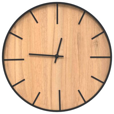 vidaXL Reloj de pared de hierro y madera de ingeniería marrón Ø39 cm