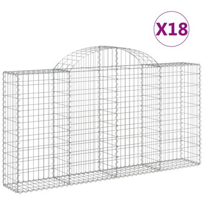 vidaXL Cestas gaviones 18 uds forma de arco hierro 200x30x100/120 cm