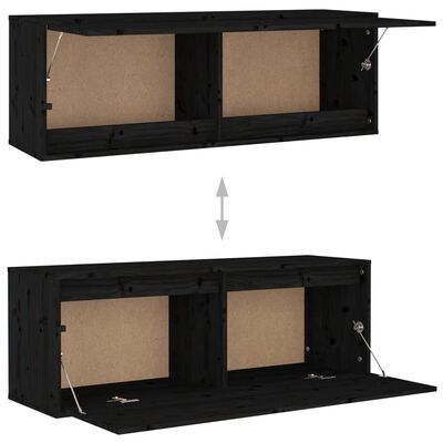 vidaXL Muebles para TV 2 piezas madera maciza de pino negro