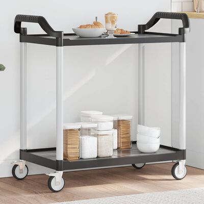 vidaXL Carrito de 2 niveles aluminio negro 99x50x97 cm