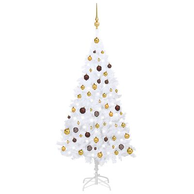 vidaXL Árbol de Navidad preiluminado con luces y bolas blanco 150 cm