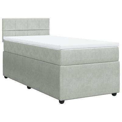 vidaXL Cama box spring con colchón terciopelo gris claro 100x200 cm