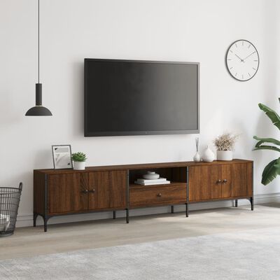 vidaXL Mueble de TV cajón madera ingeniería roble marrón 200x25x44 cm