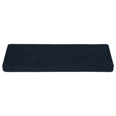 vidaXL Alfombrilla de escaleras 15 uds tela punzonada azul 65x21x4 cm