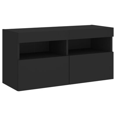 vidaXL Muebles de TV de pared con LED 5 pzas madera ingeniería negro