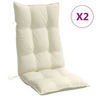 vidaXL Cojines de silla respaldo alto 2 uds tela Oxford color crema