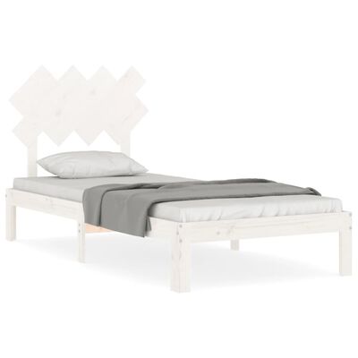 vidaXL Estructura de cama con cabecero madera maciza blanco