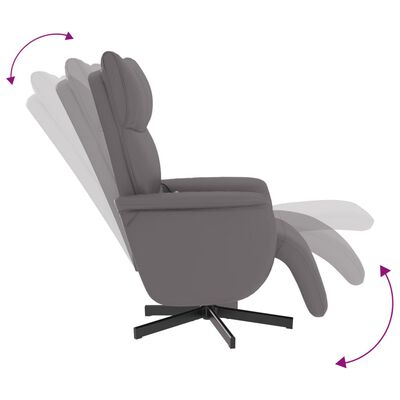 vidaXL Sillón reclinable de masaje con reposapiés cuero sintético gris