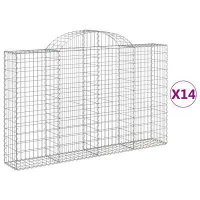 vidaXL Cestas gaviones 14 uds forma de arco hierro 200x30x120/140 cm