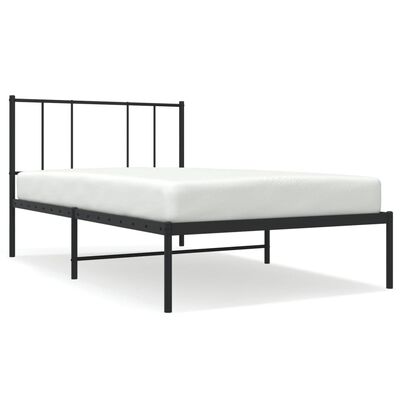 vidaXL Estructura cama sin colchón con cabecero metal negro 90x200 cm