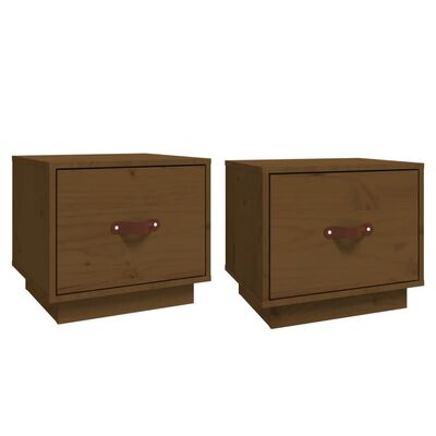 vidaXL Mesitas de noche 2 uds madera de pino marrón miel 40x34x35 cm