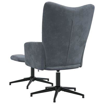 vidaXL Sillón de relax con taburete terciopelo gris oscuro