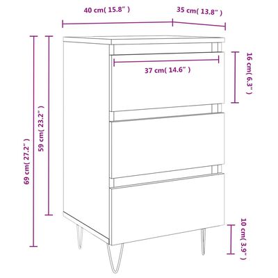 vidaXL Mesitas noche 2 uds madera ingeniería roble ahumado 40x35x69 cm