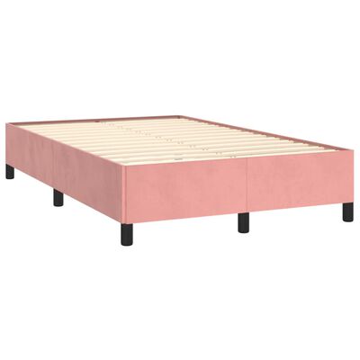 vidaXL Cama box spring con colchón y LED terciopelo rosa 120x190 cm