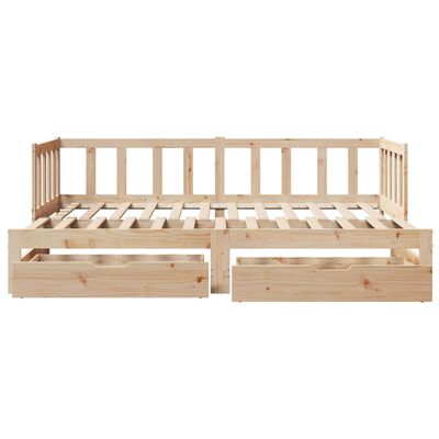 vidaXL Sofá cama nido con cajones madera maciza de pino 90x190 cm