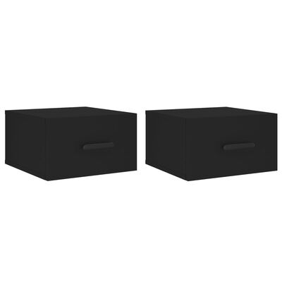 vidaXL Mesitas de noche de pared 2 uds negro 35x35x20 cm