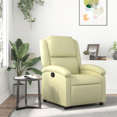 vidaXL Sillón reclinable de cuero auténtico crema