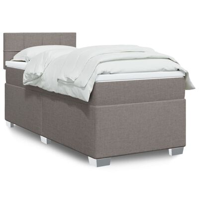 vidaXL Cama box spring con colchón tela gris taupe 100x200 cm