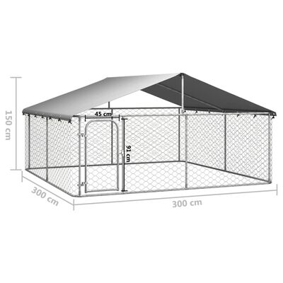 vidaXL Perrera de exterior con tejado 300x300x150 cm