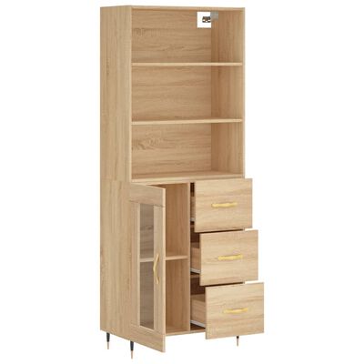 vidaXL Aparador alto madera contrachapada color roble 69,5x34x180 cm