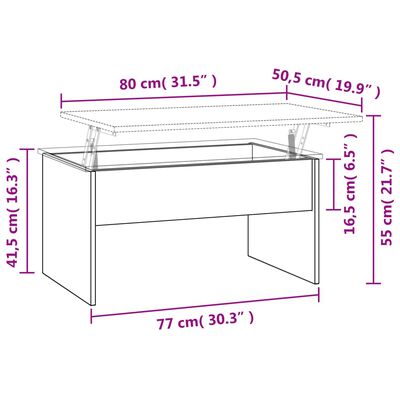 vidaXL Mesa de centro madera ingeniería gris hormigón 80x50,5x41,5 cm