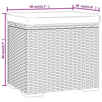 vidaXL Otomana con cojín negro 40x30x40 cm ratán sintético