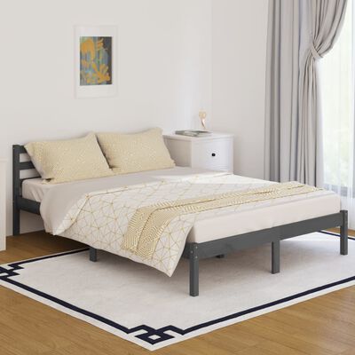 vidaXL Estructura de cama madera maciza de pino gris 140x200 cm