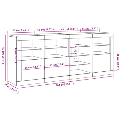 vidaXL Aparador con luces LED blanco 164x37x67 cm