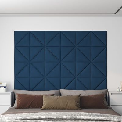 vidaXL Paneles de pared 12 uds terciopelo azul 30x30 cm 0,54 m²