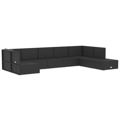 vidaXL Set de muebles de jardín 8 pzas y cojines ratán sintético negro