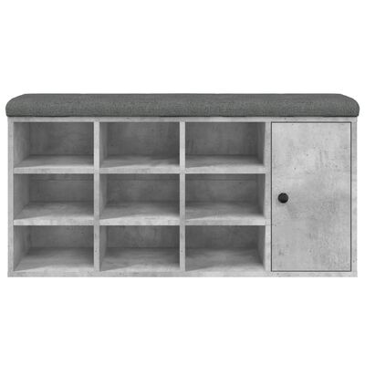 vidaXL Banco zapatero madera de ingeniería gris hormigón 102x32x50 cm