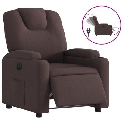 vidaXL Sillón reclinable eléctrico tela marrón oscuro