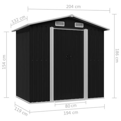 vidaXL Caseta de jardín de acero gris antracita 204x132x186 cm