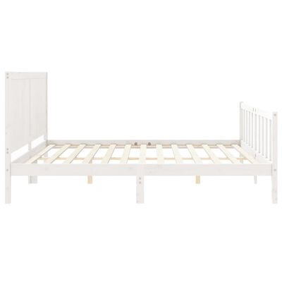 vidaXL Estructura cama de matrimonio con cabecero madera maciza blanco