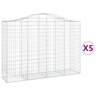 vidaXL Cestas gaviones 5 uds forma de arco hierro 200x50x140/160 cm